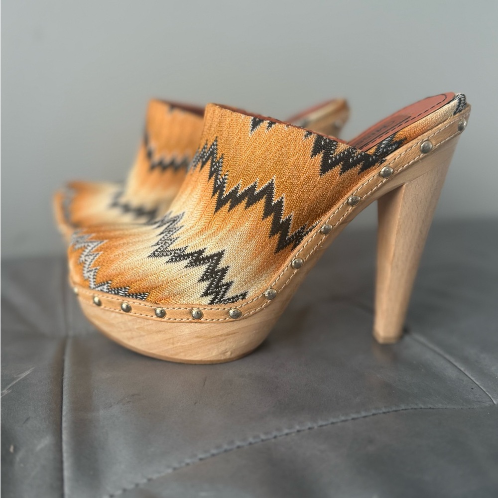 Missoni Orange and Black Zigzag Mules